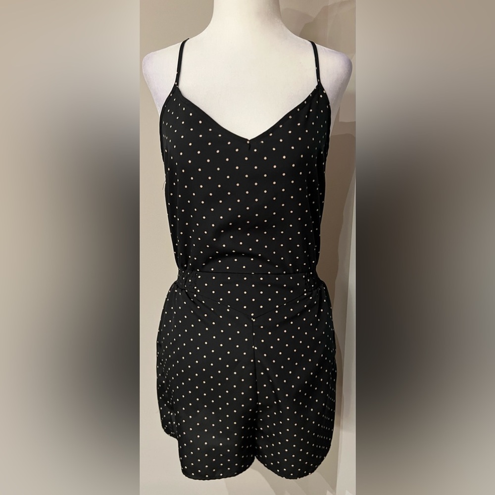 Bershka Black Polka Dot Romper